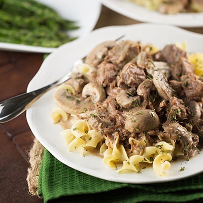 Crock pot beef stroganoff