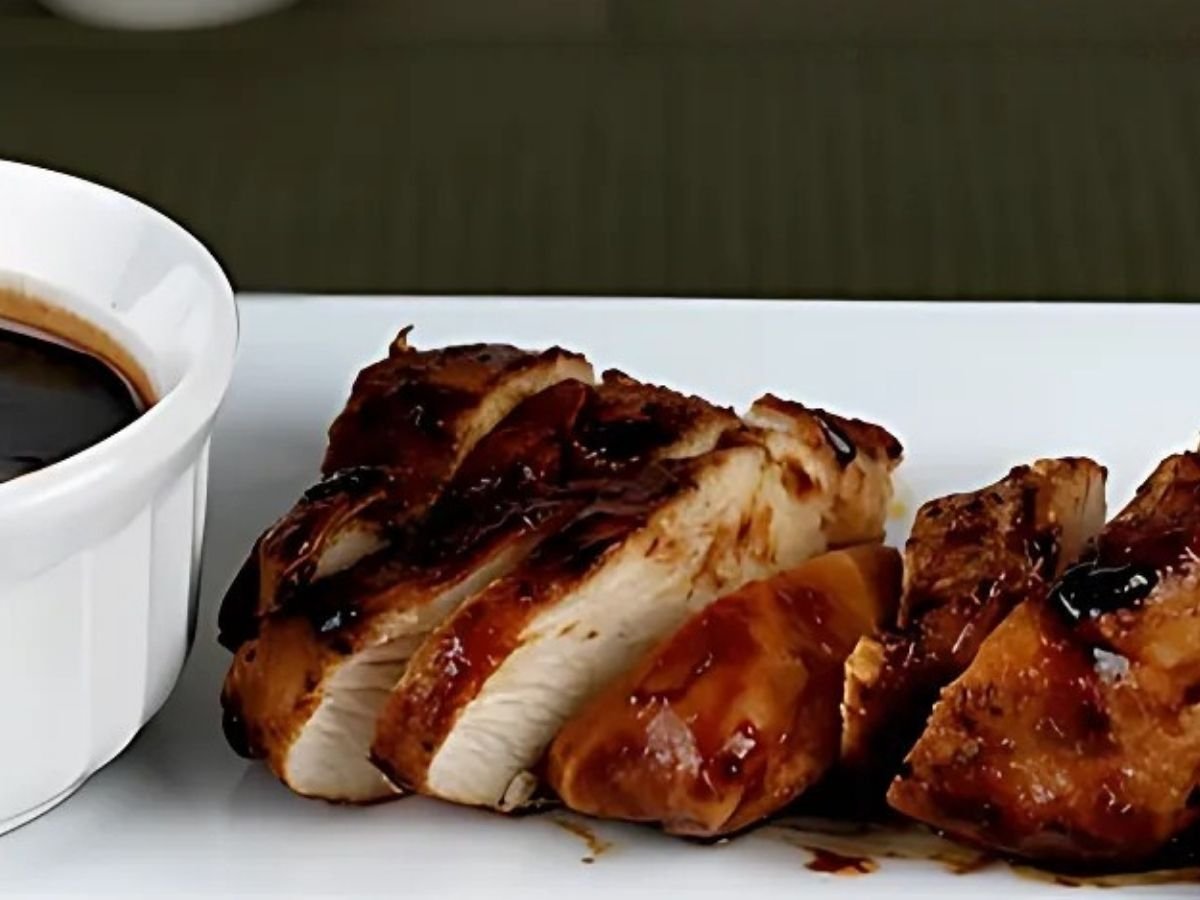 Grilled chicken with BBQ balsamic glaze.