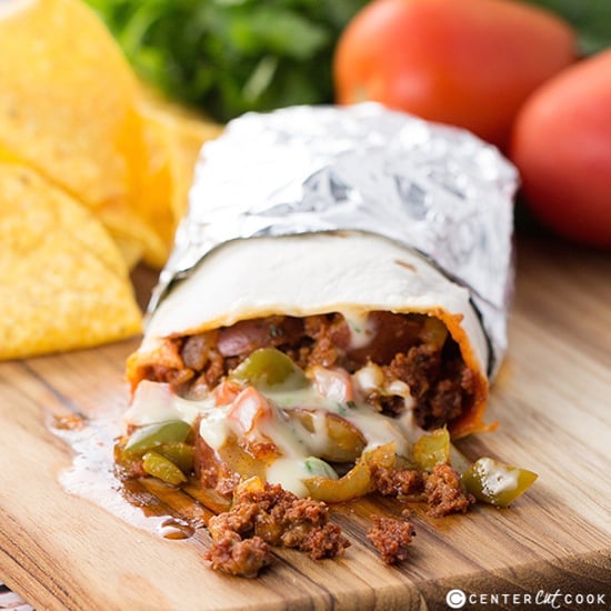 Chorizo potato queso burrito