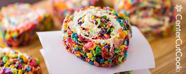 Rainbow rice krispie pinwheels