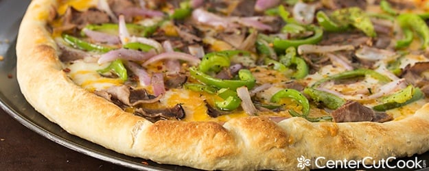 Philly cheesesteak pizza