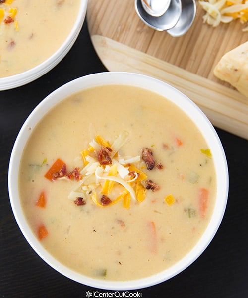 Spicy Wisconsin Cheese &amp; Bacon Soup - CenterCutCook