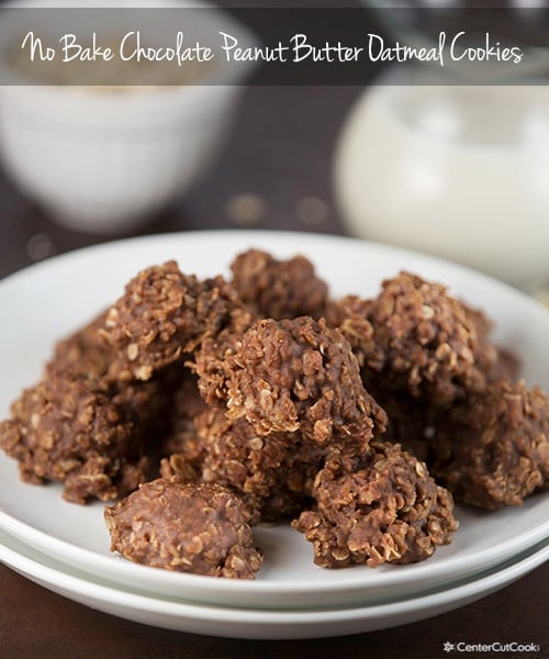 Easy no bake cookies with chocolate, peanut butter and otameal