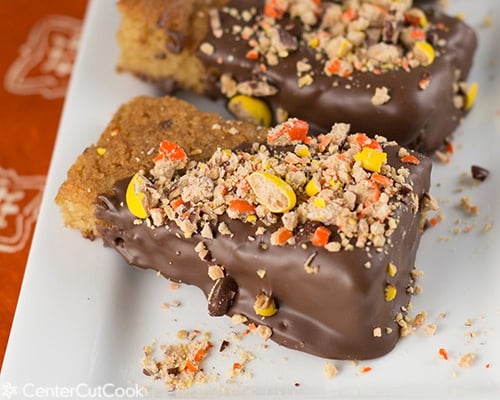 Chocolate dipped reese s blondie bars 3