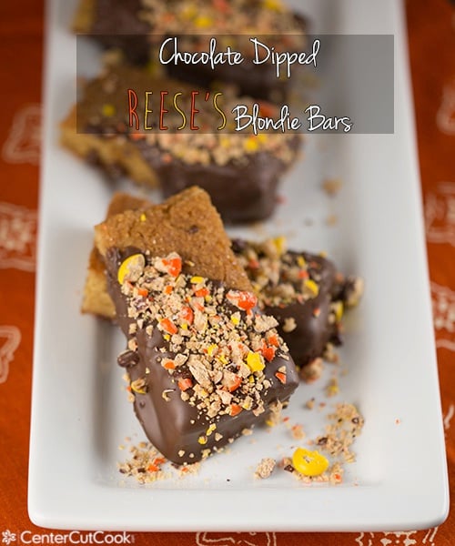 Chocolate dipped reese s blondie bars 5