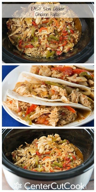 Slow cooker chicken fajitas collage