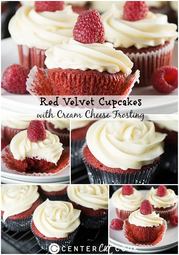 Red velvet cupcakes collage