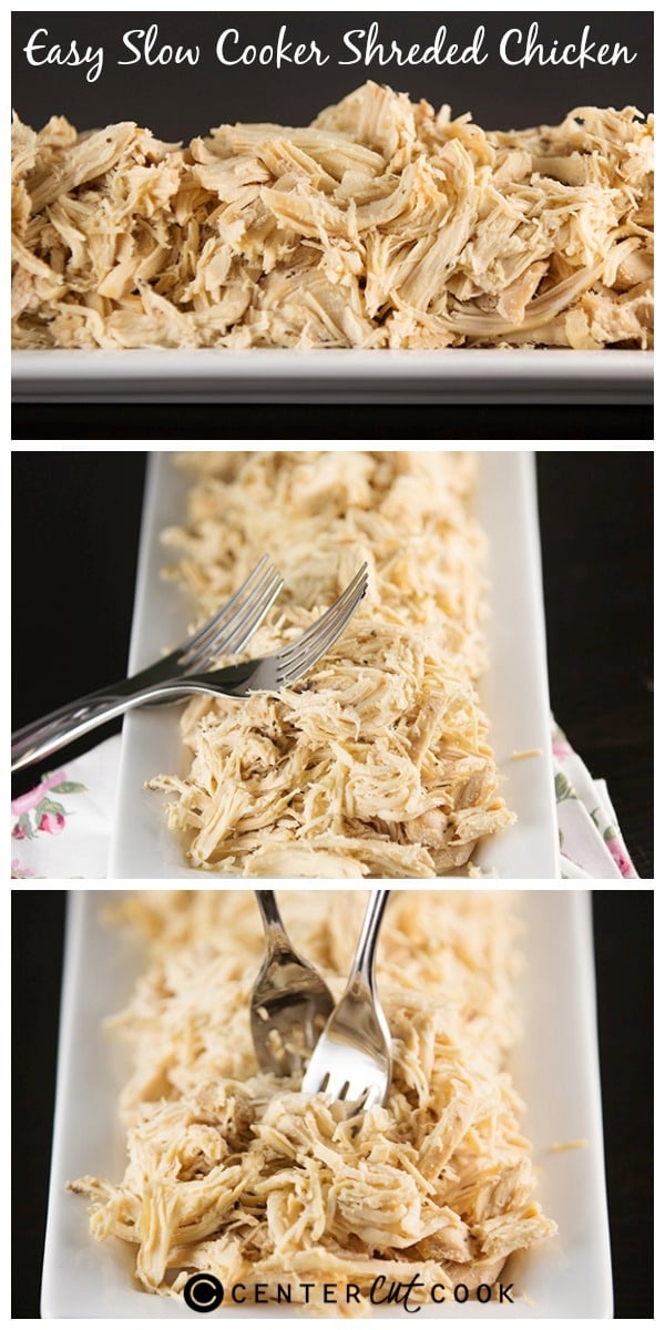 Easy slow cooker shredded chicken collage