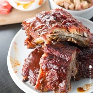 grilled bbq ribs on a plate