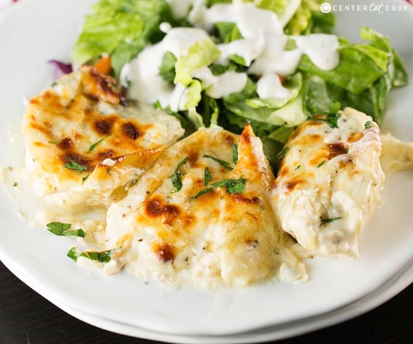 Cheesy chicken alfredo stuffed shells 4