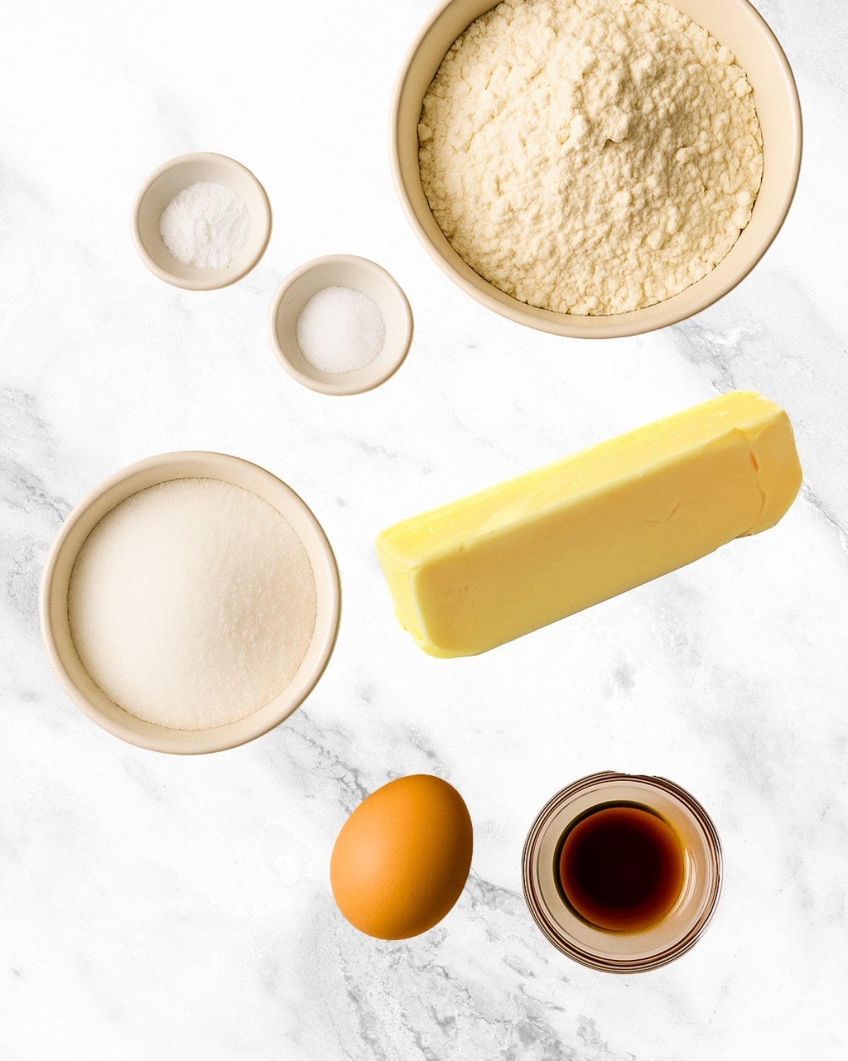 ingredients for making the sugar cookie crust for fruit pizza
