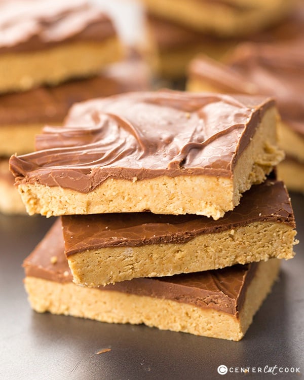 no-bake peanut butter bars with chocolate