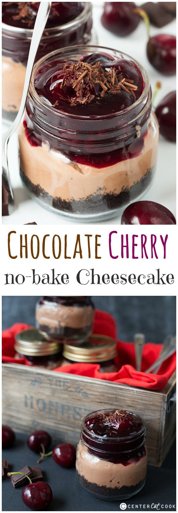 no bake chocolate cherry cheesecake pin