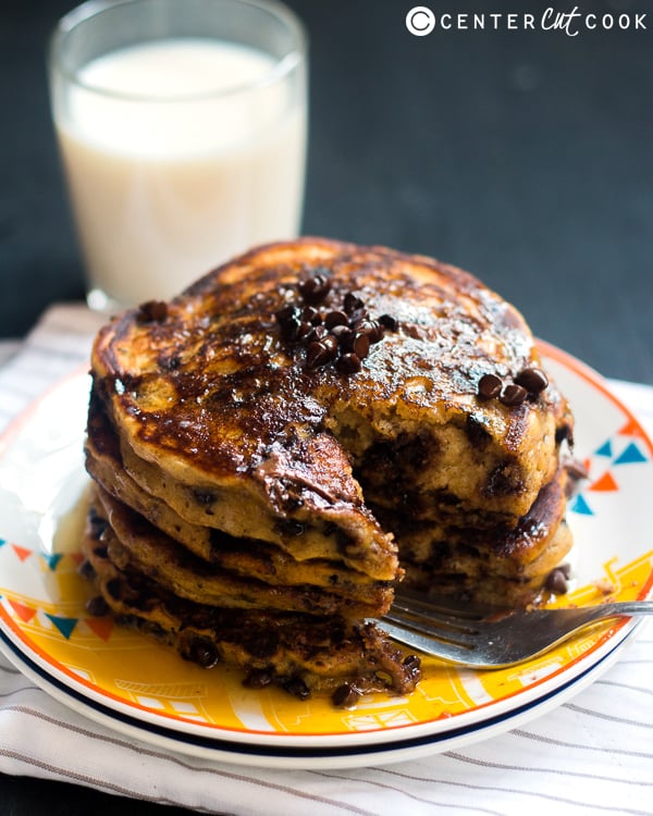 whole wheat pumpkin chocolate pancakes 2