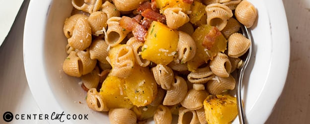 pasta with acorn squash bacon 1