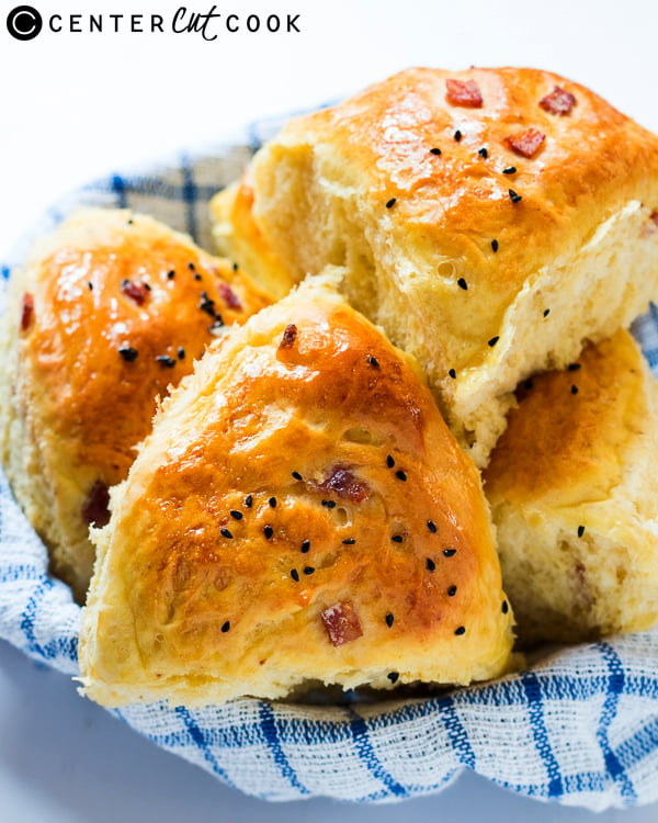 soft pumpkin bacon dinner rolls 2