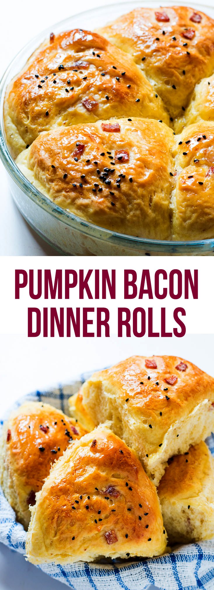 soft pumpkin bacon dinner rolls pin