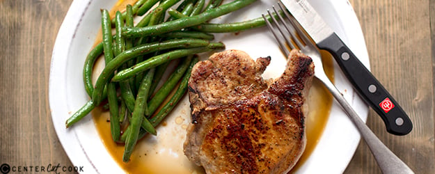 pan roasted pork chops ginger green beans 1