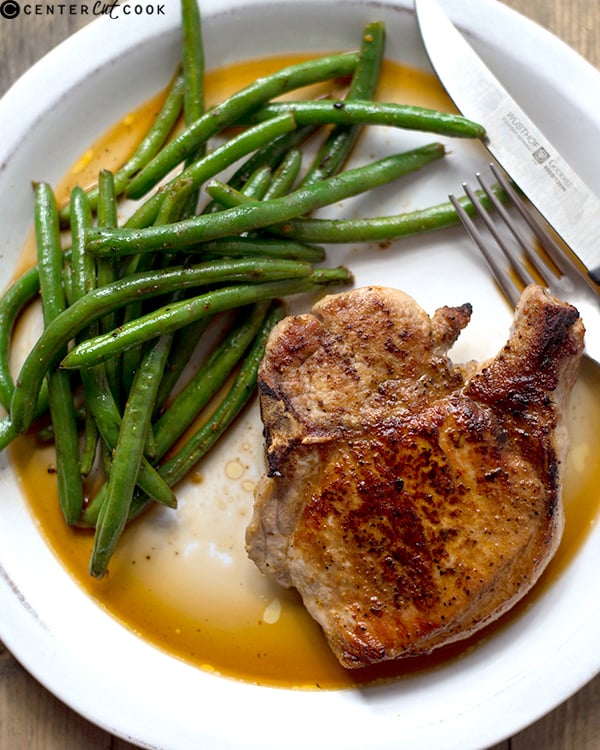 pan roasted pork chops ginger green beans 2