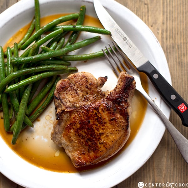 pan roasted pork chops ginger green beans 3