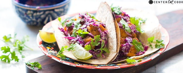 fish tacos minty yogurt red cabbage slaw 1