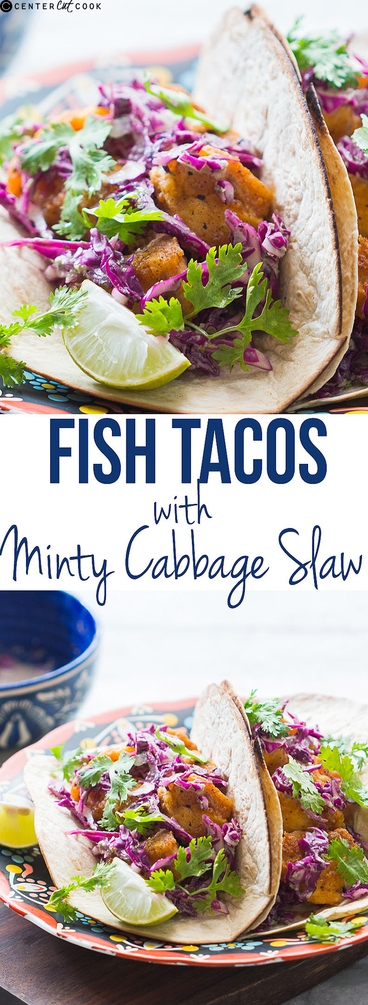 fish tacos minty yogurt red cabbage slaw pin