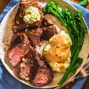 grilled steaks with compound butter