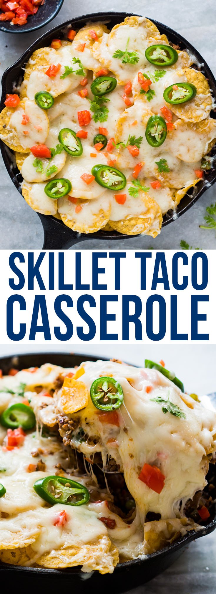 skillet beef taco casserole pin