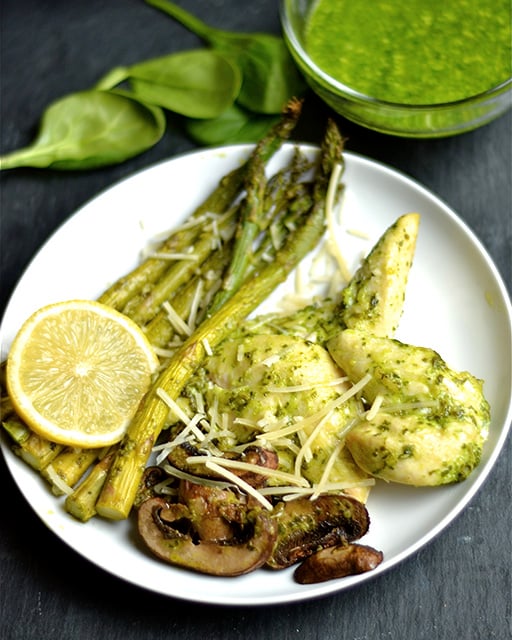 one pan baked pesto chicken veggies 2