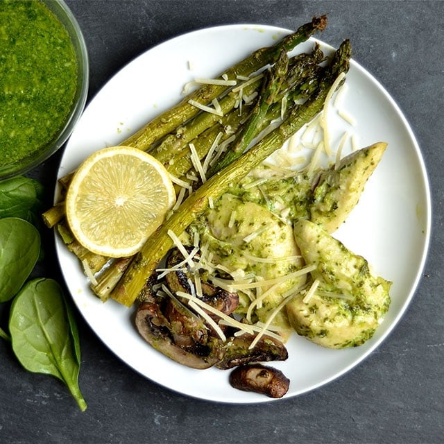 one pan baked pesto chicken veggies 3