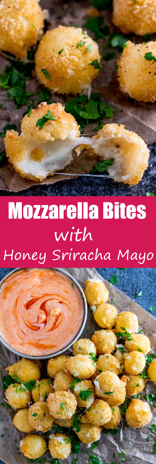 crispy mozzarella bites honey sriracha mayo pin