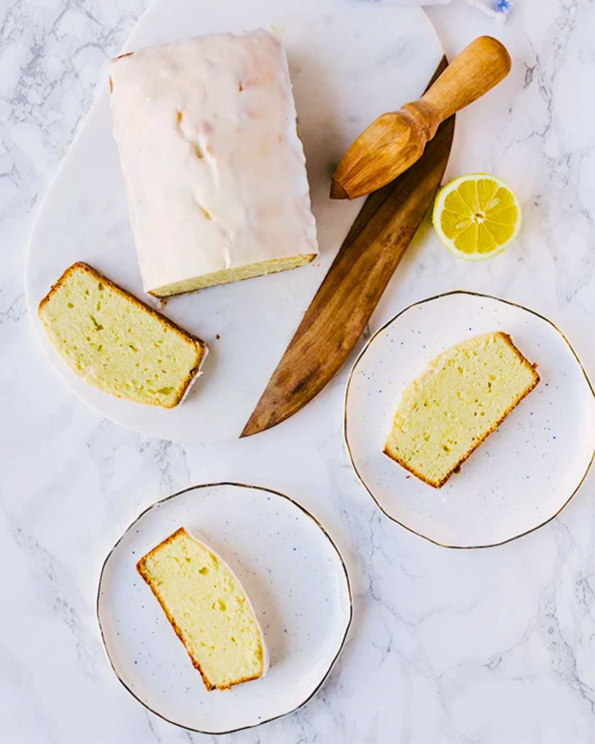slices of Starbucks lemon loaf copycat recipe on plates