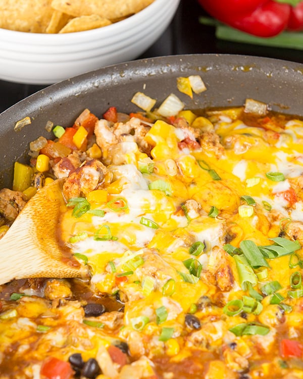 one pot cheesy turkey taco skillet 3