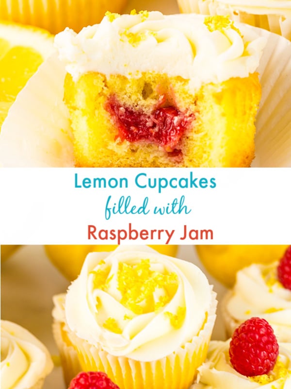 lemon cupcakes raspberry jam filling 2