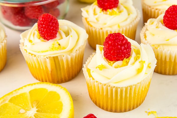 lemon cupcakes raspberry jam filling 5