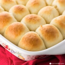 fast and easy dinner rolls in a baking dish