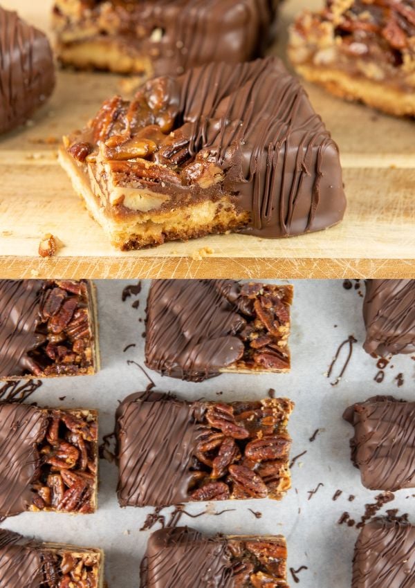 pecan pie bars dipped in chocolate 5