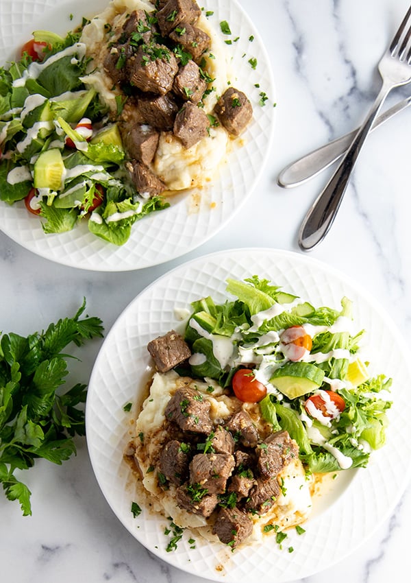 air fryer steak bites garlic butter 3