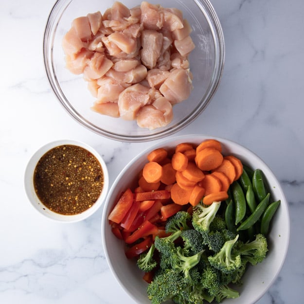 one pan chicken and veggie ingredients