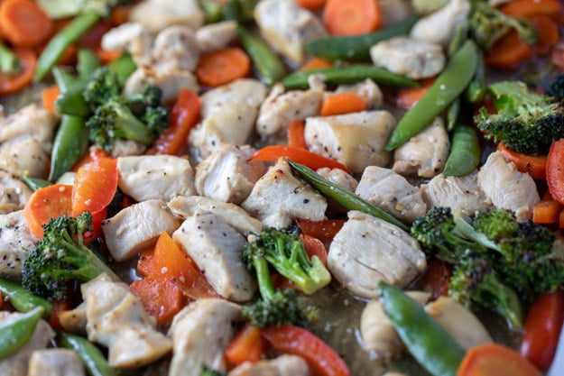 tray of chicken and veggies