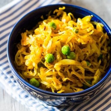 bowl of indian fried cabbage