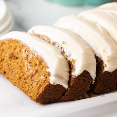 pumpkin bread with cream cheese frosting