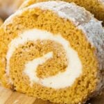 pumpkin roll with cream cheese filling