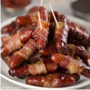 bacon wrapped little smokies with brown sugar glaze