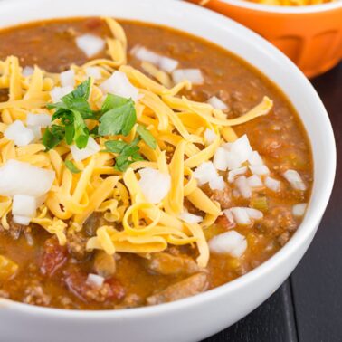 bowl of low carb beanless chili