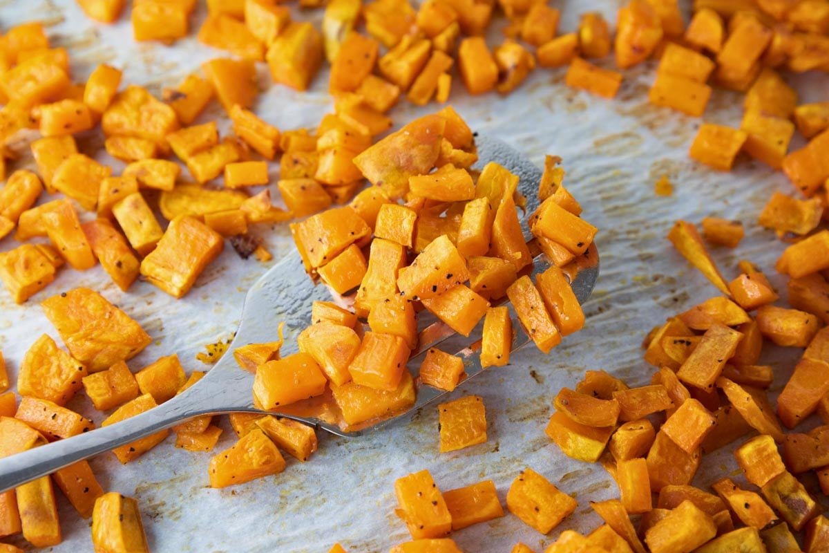 roasted sweet potato cubes