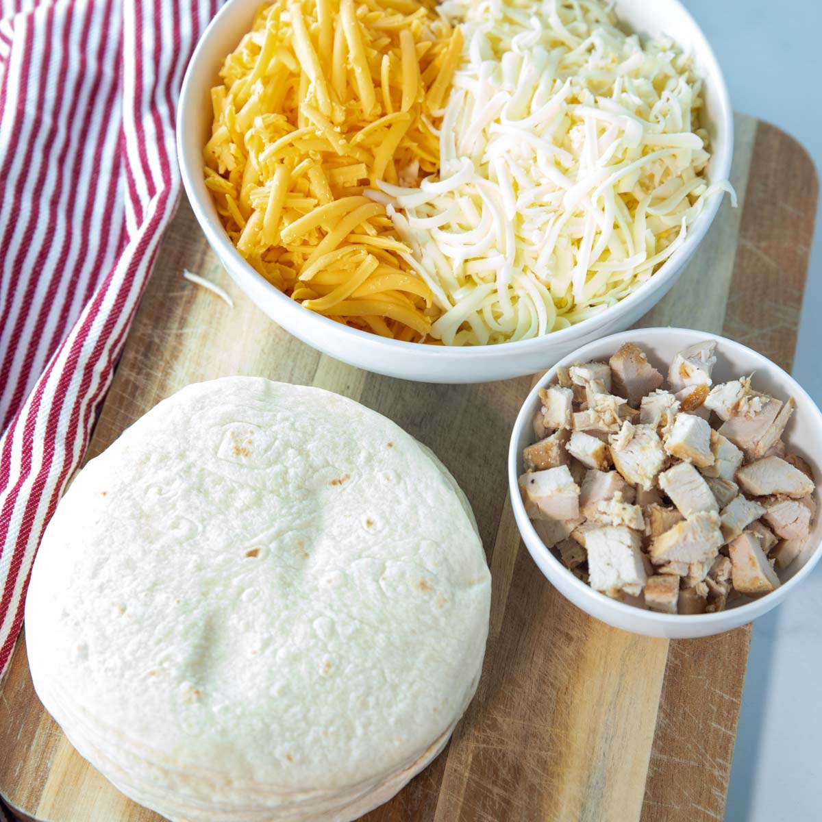 ingredients for how to make quesadillas on the stove