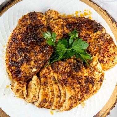 plate of easy oven baked blackened chicken