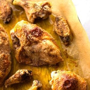 baked chicken on a baking sheet
