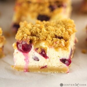 piece of blueberry cheesecake bars